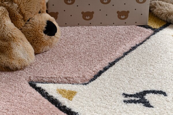 Makro Abra Dětský kusový koberec KIDDO 6106 Kočička Princezna Srdíčka růžový bílý Rozměr: 80x150 cm
