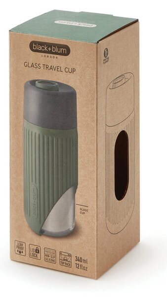 Skleněný cestovní hrnek, 340ml, Black+Blum, zelený