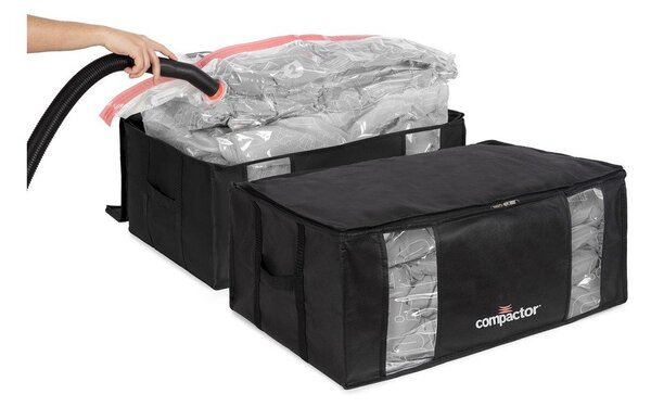 Vakuové vyztužené látkové úložné boxy na oblečení v sadě 2 ks 65x45x27 cm Black Edition – Compactor