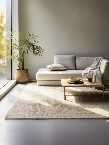 Hanse Home, Kusový koberec Bouclé Jute 105973 Ivory White, 80x150, béžová, chodba / předsíň