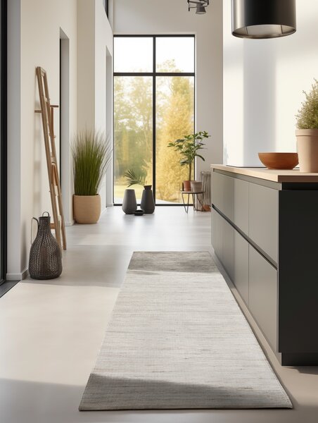 Hanse Home, Běhoun Handloom 105962 Dhaka Grey Brown, 80x200, béžová, chodba / předsíň