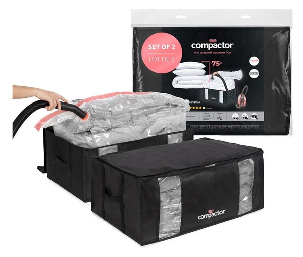 Vakuové vyztužené látkové úložné boxy na oblečení v sadě 2 ks 65x45x27 cm Black Edition – Compactor