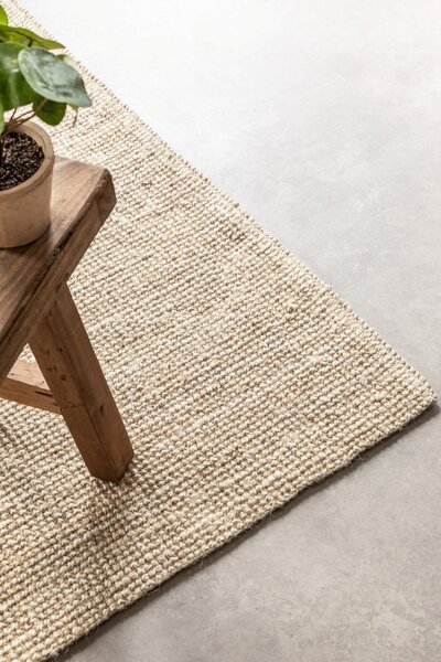 Hanse Home, Běhoun Bouclé Jute 105973 Ivory White, 80x200, béžová, chodba / předsíň