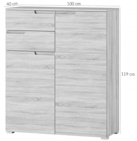 Szynaka Komoda Selene 7 100 cm bílá lesk/mat