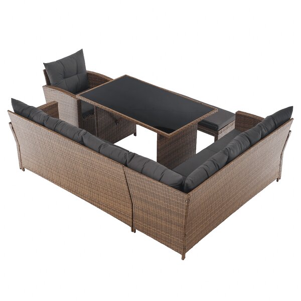 KONDELA Zahradní ratanový set, šedohnědá/světle hnědá, SAGIR