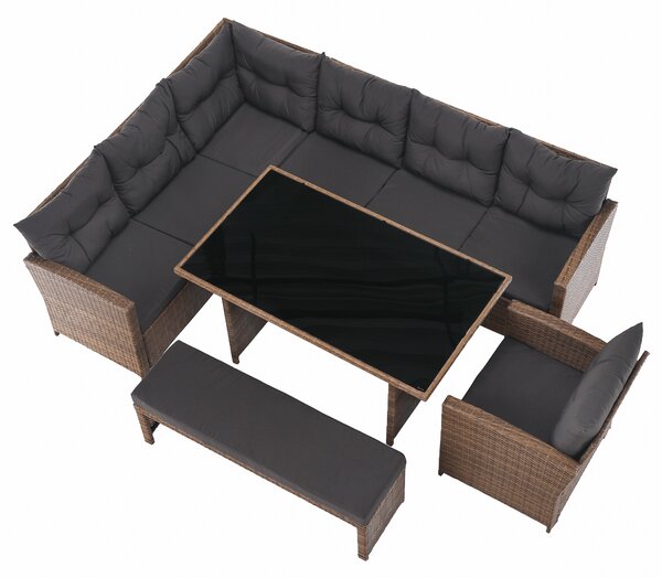 KONDELA Zahradní ratanový set, šedohnědá/světle hnědá, SAGIR