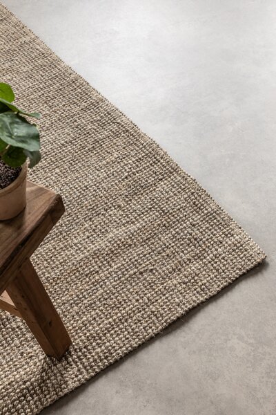 Hanse Home, Běhoun Bouclé Jute 105975 Grey Brown, 80x200, hnědá, chodba / předsíň