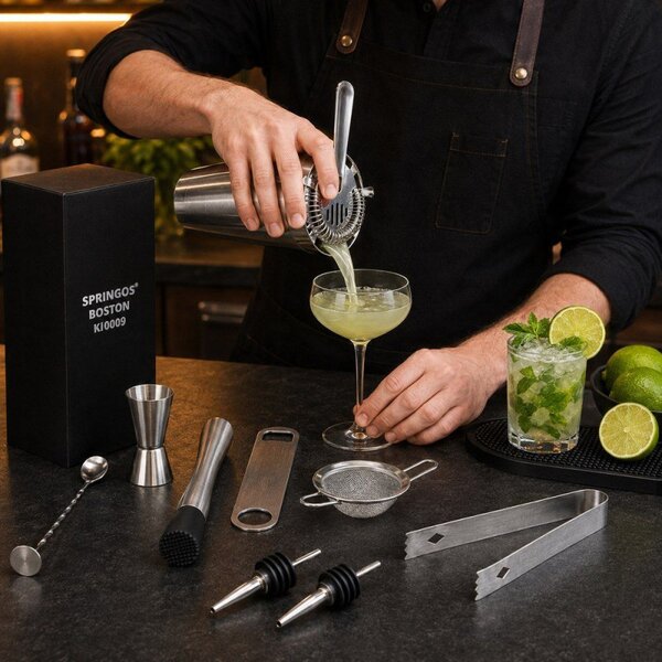 Barmanská sada 11ks SPRINGOS Boston KI0009 stříbrná
