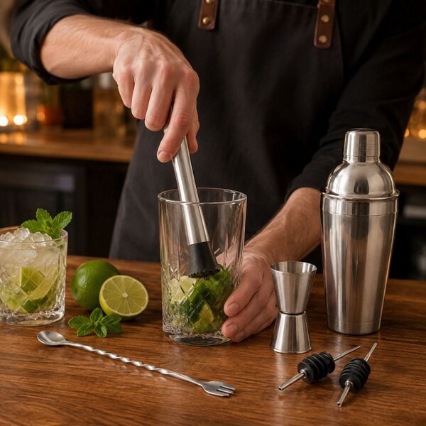 Barmanská sada 550 ml SPRINGOS Lounge KI0013 6ks stříbrná
