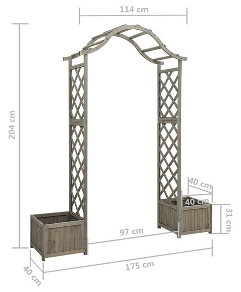 Zahradní pergola s truhlíky šedá masivní jedle 316392