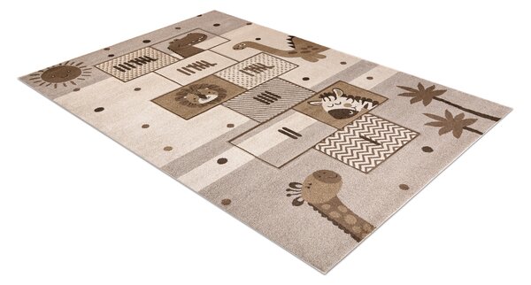 Makro Abra Dětský kusový koberec KIDDO 3868 Skákací Panák Zvířátka béžový krémový Rozměr: 80x150 cm