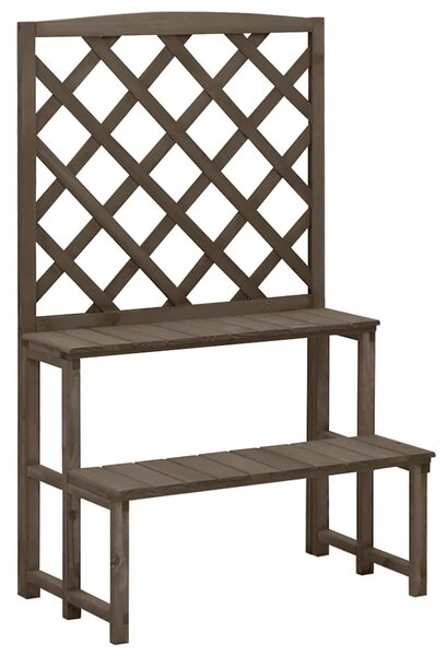 Stojan na květiny s treláží šedý 70 x 42 x 115 cm masivní jedle 316414