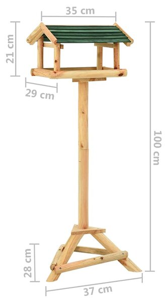 Krmítko se stojanem 37 x 28 x 100 cm masivní jedlové dřevo 316418