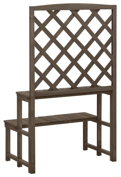 Stojan na květiny s treláží šedý 70 x 42 x 115 cm masivní jedle 316414