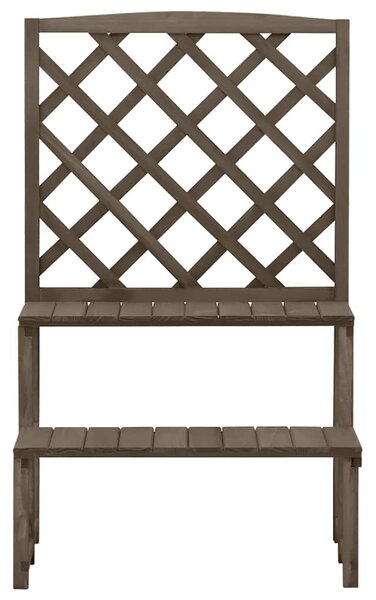 Stojan na květiny s treláží šedý 70 x 42 x 115 cm masivní jedle 316414