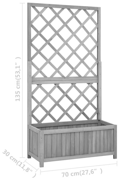 Květináč s mřížkou černý 70 x 30 x 135 cm masivní jedlové dřevo 316427
