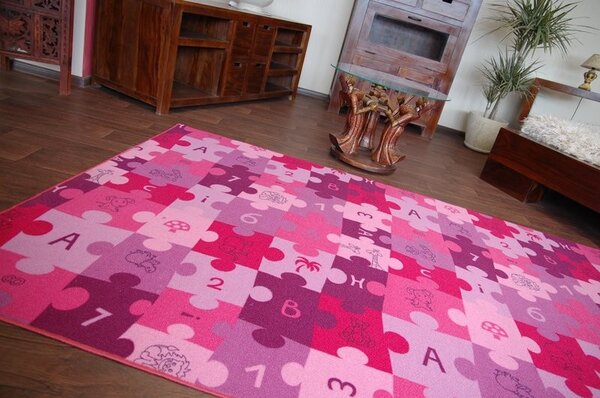 Kobercový ráj Dětský kusový koberec PUZZLE fialový Rozměr: 200x200 cm