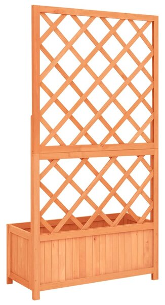 Květináč s mřížkou hnědý 70 x 30 x 135 cm masivní jedlové dřevo 316426
