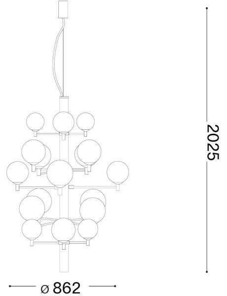 Ideal Lux - LED Lustr na lanku COPERNICO 20xG9/3W/230V pr. 86 cm černá