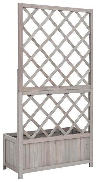 Květináč s mřížkou šedý 70 x 30 x 135 cm masivní jedlové dřevo 316490