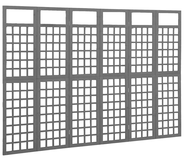 6dílná dělicí stěna / treláž masivní jedle černá 242,5 x 180 cm 316485