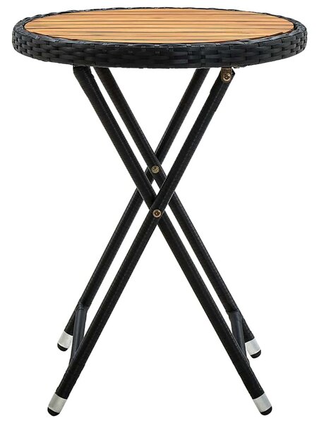 Čajový stolek černý 60 cm polyratan a masivní akácie 316509