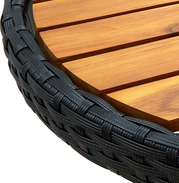 Čajový stolek černý 60 cm polyratan a masivní akácie 316509