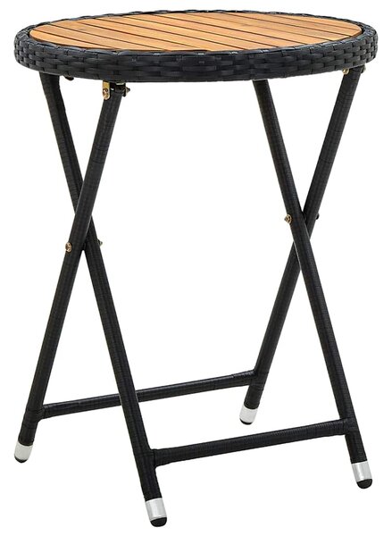 Čajový stolek černý 60 cm polyratan a masivní akácie 316509