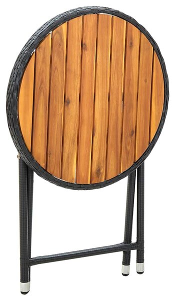 Čajový stolek černý 60 cm polyratan a masivní akácie 316509