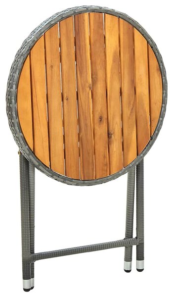 Čajový stolek šedý 60 cm polyratan a masivní akácie 316510