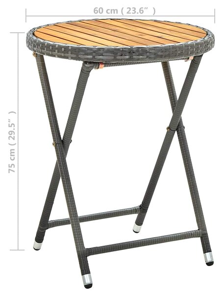 Čajový stolek šedý 60 cm polyratan a masivní akácie 316510
