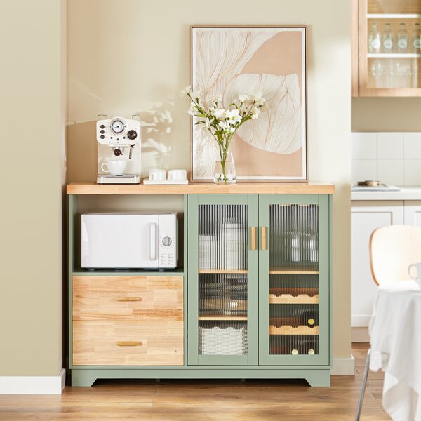 SoBuy FSB81-GR Buffet Sideboard Kuchyňská skříňka Komoda se zásuvkami Skříňka na mikrovlnnou troubu