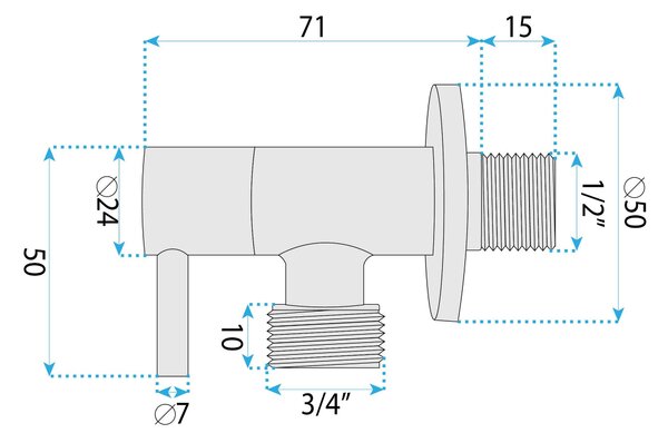 Rea 01, rohový ventil 1/2" × 3/8", zlatá matná, REA-12004