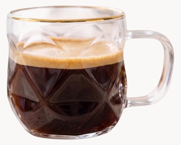 Sada pohárků na espresso z borosilikátového skla Geo Gold, 4 díly