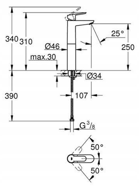 Grohe umyvadlová baterie BauEdge vysoká 23761000