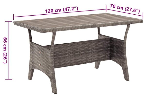 Zahradní stůl šedý 120 x 70 x 66 cm polyratan 316584