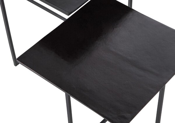 WOOOD Set dvou tmavě hnědých kovových konferenčních stolků Huet 44 x 44 / 71 x 71 cm