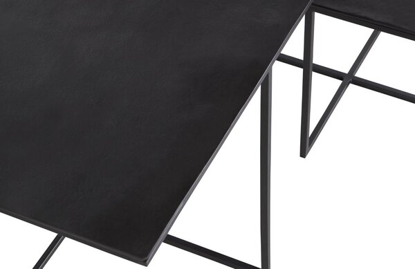 WOOOD Set dvou tmavě hnědých kovových konferenčních stolků Huet 44 x 44 / 71 x 71 cm