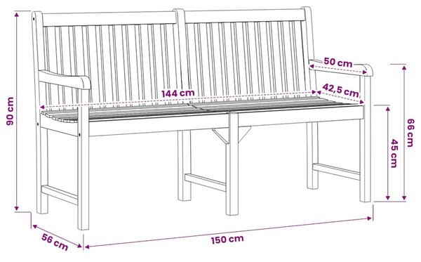 Zahradní lavice 150 cm masivní akáciové dřevo 316611