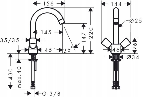 Hansgrohe dvourukojetová umyvadlová baterie s otočnou výpustí Logis 71221000