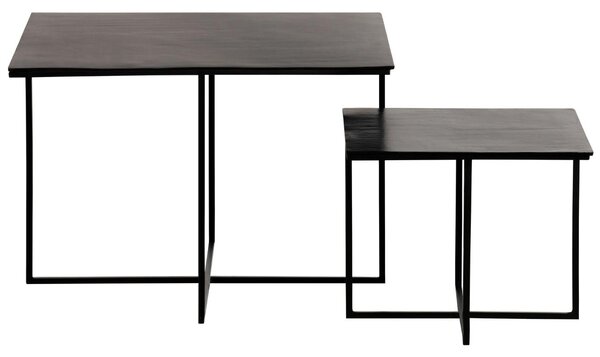 WOOOD Set dvou tmavě hnědých kovových konferenčních stolků Huet 44 x 44 / 71 x 71 cm