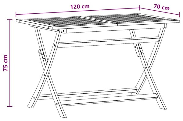 Skládací zahradní stůl 120x70x75 cm masivní eukalyptové dřevo 316621