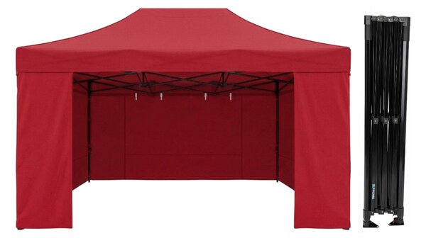 TENTino Nůžkový párty stan 3x4,5 m STEEL HEXAGON Barva opláštění (Zvolte variantu): 7A - ČERVENÁ