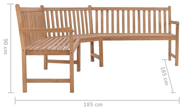 Zahradní rohová lavice 185 x 185 x 90 cm masivní teakové dřevo 316625