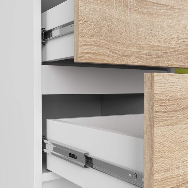 Ak furniture Komoda JERRY K 80 cm 1 dveře 3 zásuvky bílá/dub sonoma