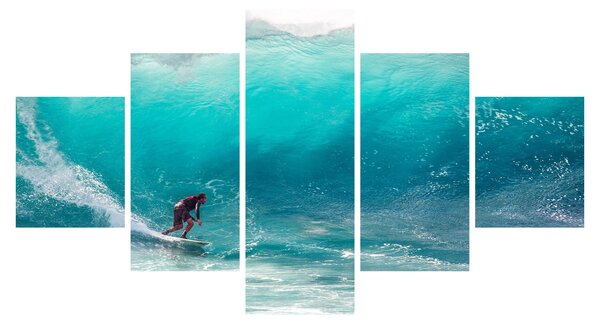 Obraz surfaře ve vlnách (125x70 cm)