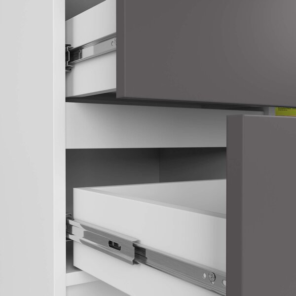 Ak furniture Komoda JERRY K 80 cm 1 dveře 3 zásuvky bílá/šedá