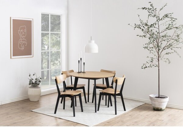 Actona Kulatý jídelní stůl Roxby 105 cm dub přírodní/černá