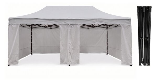 TENTino Nůžkový párty stan 4x8 m STEEL HEXAGON Barva opláštění (Zvolte variantu): 3A - BÉŽOVÁ