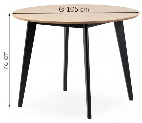 Actona Kulatý jídelní stůl Roxby 105 cm dub přírodní/černá